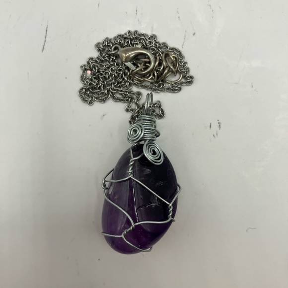 Wire Wrapped Amethyst Necklace - Picture 2 of 3